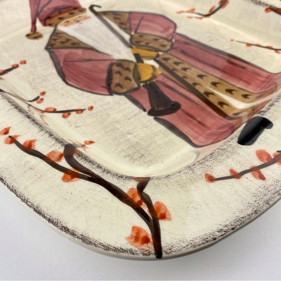 Zrike Yuletide Square Tray, large 15.5" ceramic Christmas serving tray, Italy - Picture 3 of 8